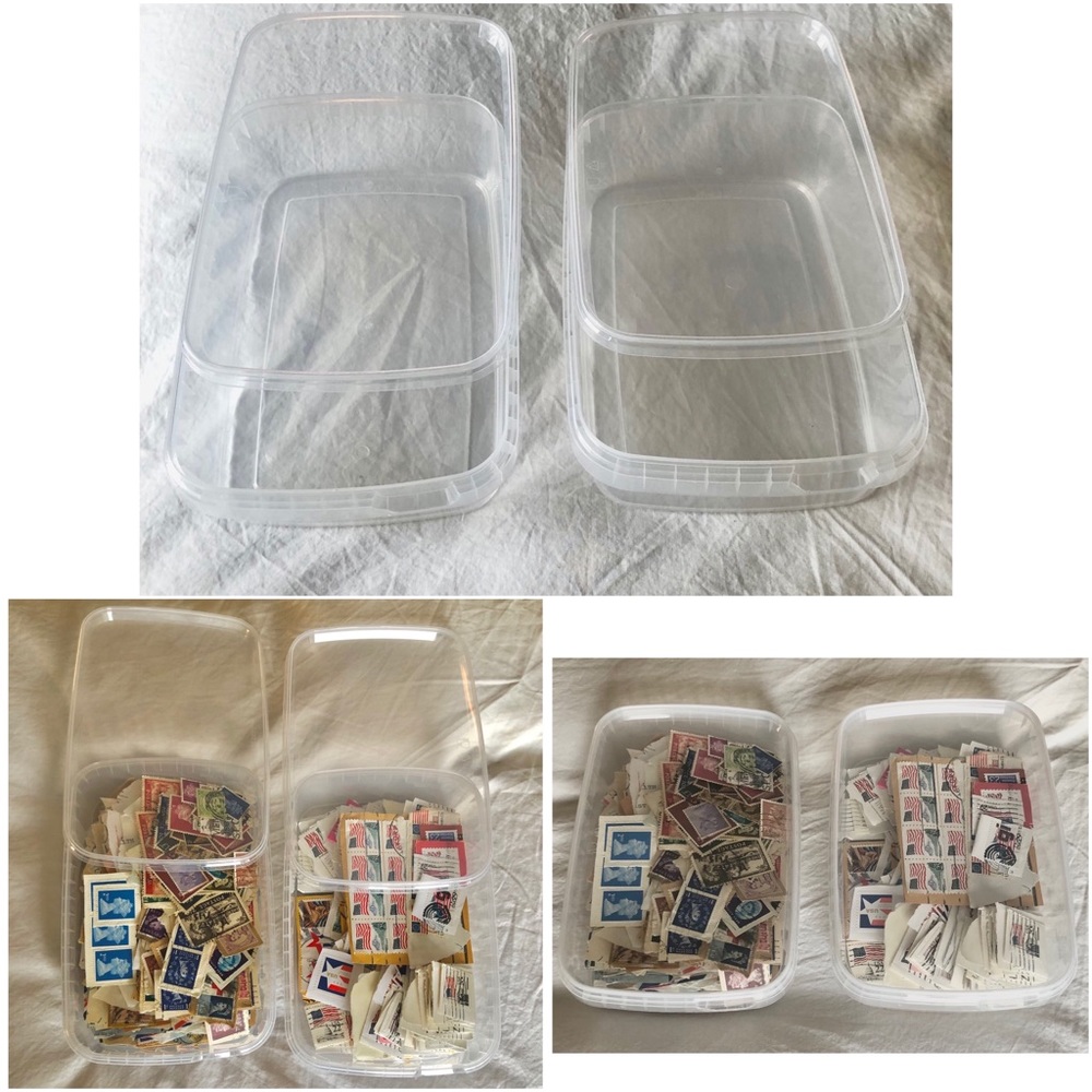 PACK OF TWO (2) CLEAR PLASTIC HOBBY, STAMP & COIN SORTING STORAGE BOXES